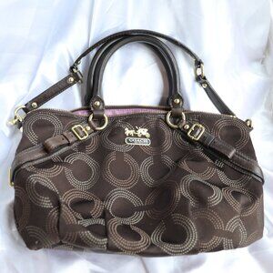 Coach 15935 Madison Sophia OP Art Dot Brown Convertible Satchel Shoulder Bag
